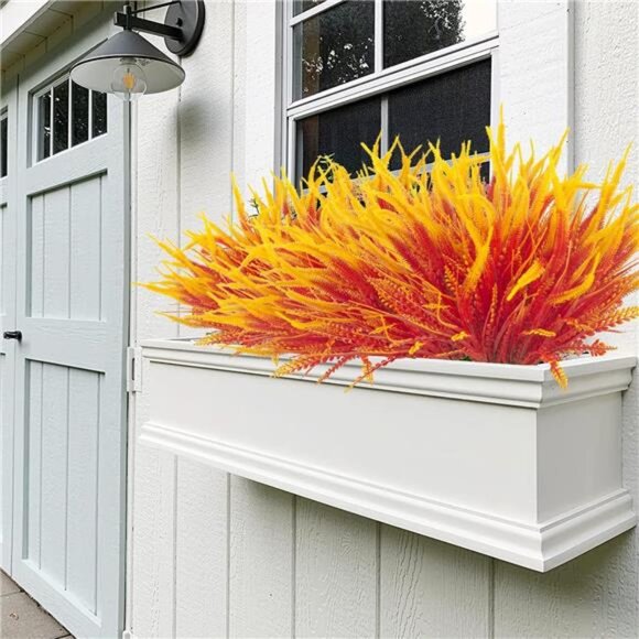 10 Bundles Artificial Fall Flowers for Outdoors Fake Plants UV Resistant Plastic - Picture 7 of 8